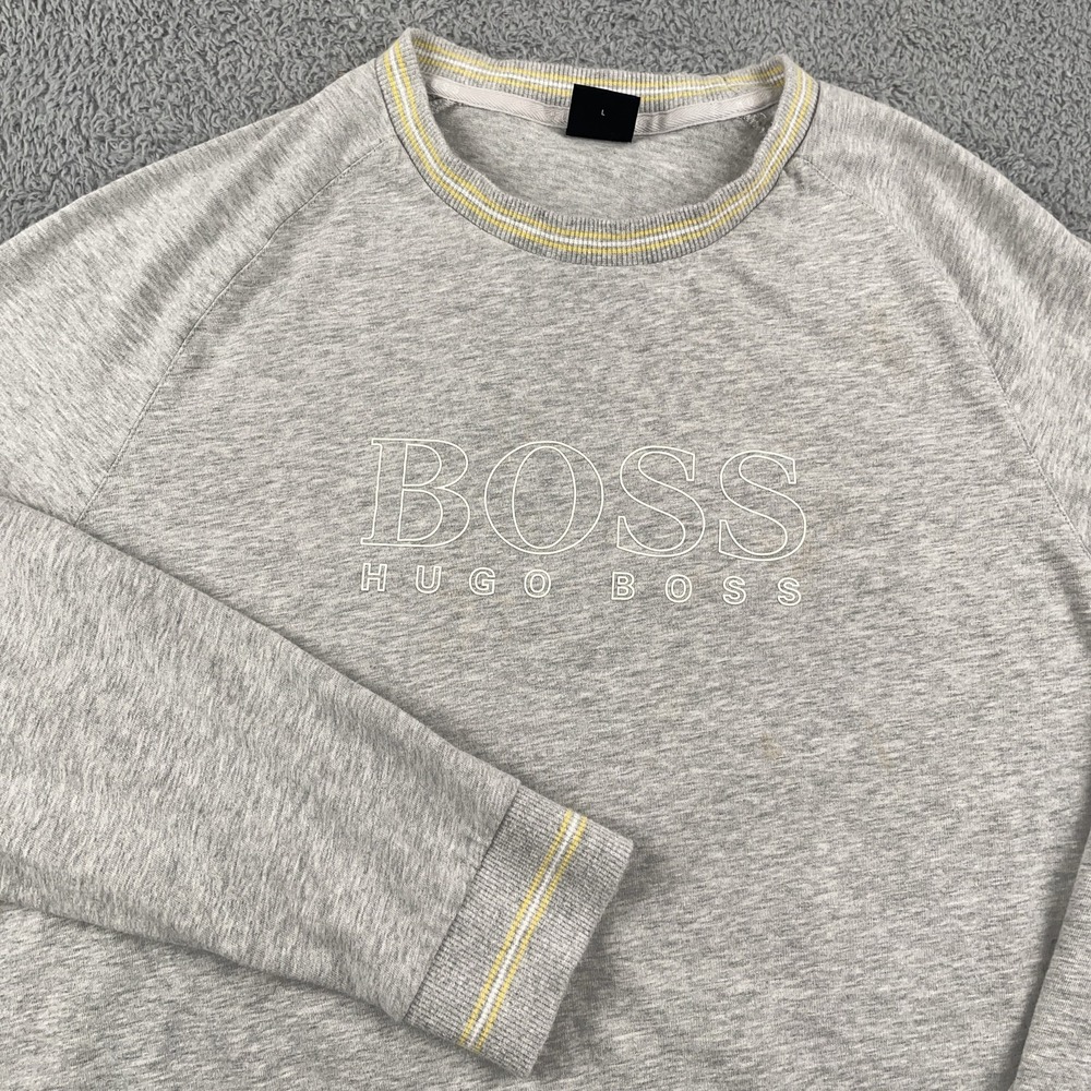 Hugo Boss Sweater Mens Large Crewneck Pullover Lightweight Spell Out Shirt